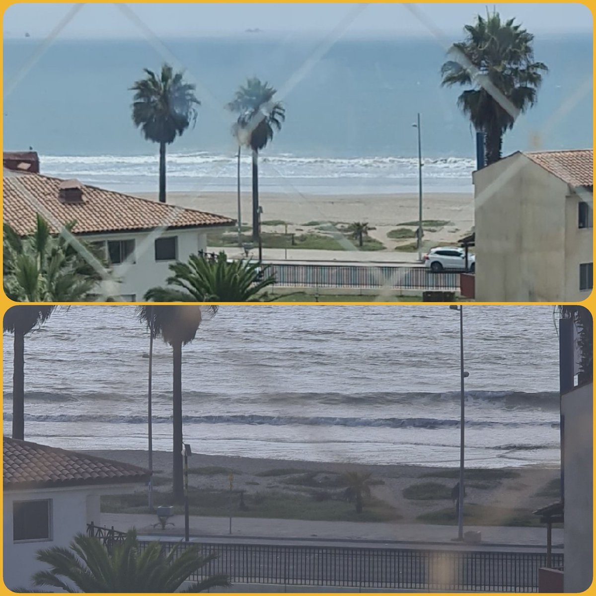 PRISCILADERIOS's tweet photo. En Serena, primera foto a las 15:30.
Segunda foto 18:45. Tren de olas comenzó. https://t.co/LJy5THdVpa