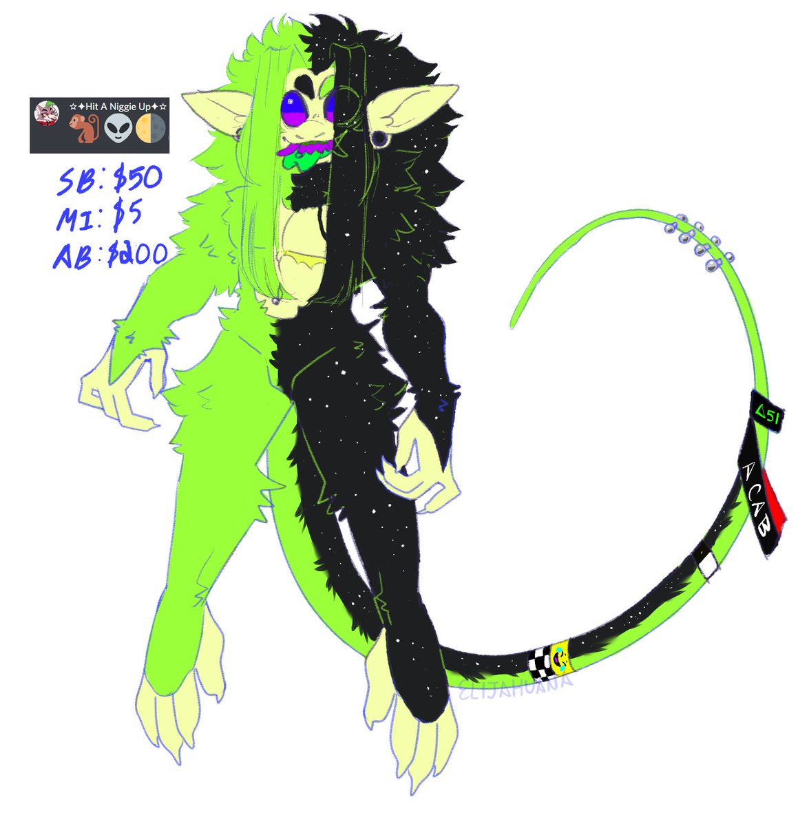 Elijahuaanaaa's tweet photo. Emoji Alien Monkey adopt I did out of stress relief <3
Sb: $50
Ab: $200 + ref
Offers end on Jan 22!
Paypal only!
#adopts #adopables #openadopts https://t.co/7iMKzv0R6J