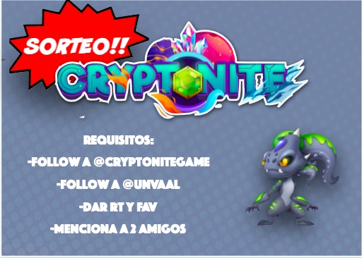 SORTEO DE 2 BOOSTER PACKS <a href="/CryptoniteGame/">Cryptonite</a> 

CONDICIONES:
- Follow a  <a href="/CryptoniteGame/">Cryptonite</a> 
- Follow a <a href="/UnVaal/">UnVaal</a> 
- Dar RT y FAV a este Tweet.
- Menciona a 2 amigos.

Ganadores: Miércoles 19, 23:00 UTC.

Preventa de packs el 16/01/21 a las 17:00 UTC en: cryptonitegame.io
