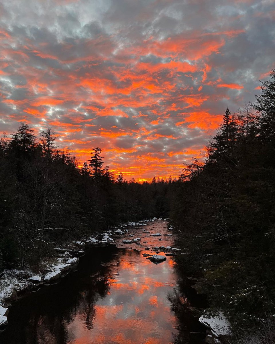 WVtourism's tweet photo. Fiery sunsets &amp; icy riverbanks. 

📸: https://t.co/xrrGbhigs4
📍: Blackwater Falls State Park https://t.co/DWFgRmf2Af