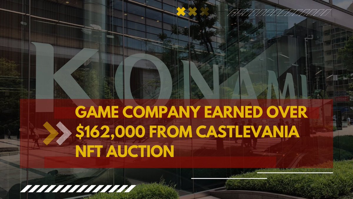 NFTSigma's tweet image. Game giant Konami's first #NFT auction has reportedly earned the company over $162,000😀. All 14 #NFTs which were listed were sold😇. The most expensive #NFT was a digital artwork based upon the Dracula's Castle map, sold for $26,538.96🤩.

#NFTnews #NFTcommunity #NFTartist