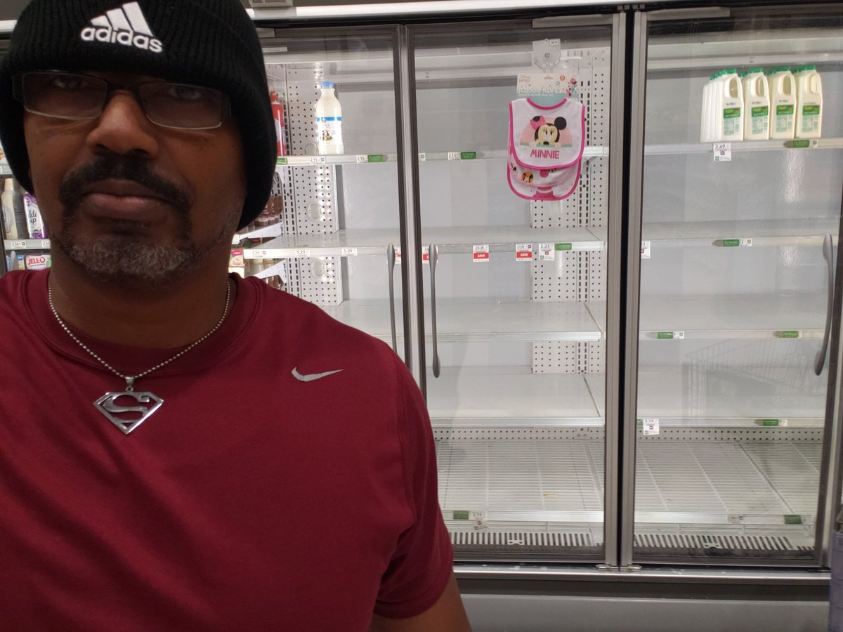 What da what? Forget the cheese, who moved my milk? The panic buying in front of the Winter Weather Advisory is real! This phenomenon is truly a "southern" thing. The Lucky Charms without the milk will be quite an adjustment. Go figure...