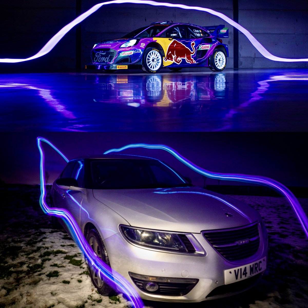 Knew I was onto something when I got the kids to run around the old Saab 95 with some light sticks last year!