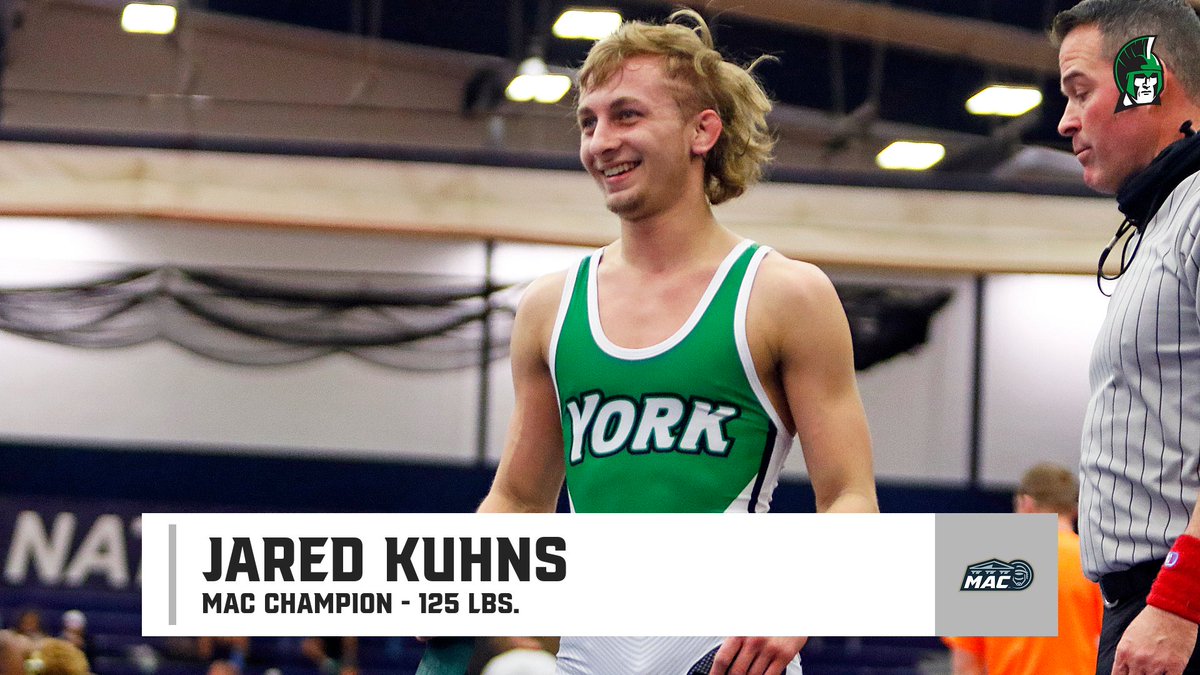 Jared Kuhns claims the first-ever individual MAC wrestling title for <a href="/YCP_Wrestling/">YCP_Wrestling</a>!

Kuhns defeated top-seed Akhil Vega (Stevens) 6-4 in OT in the 125 pound title bout #LetsGoYork #BringYourBest #MACwrestle