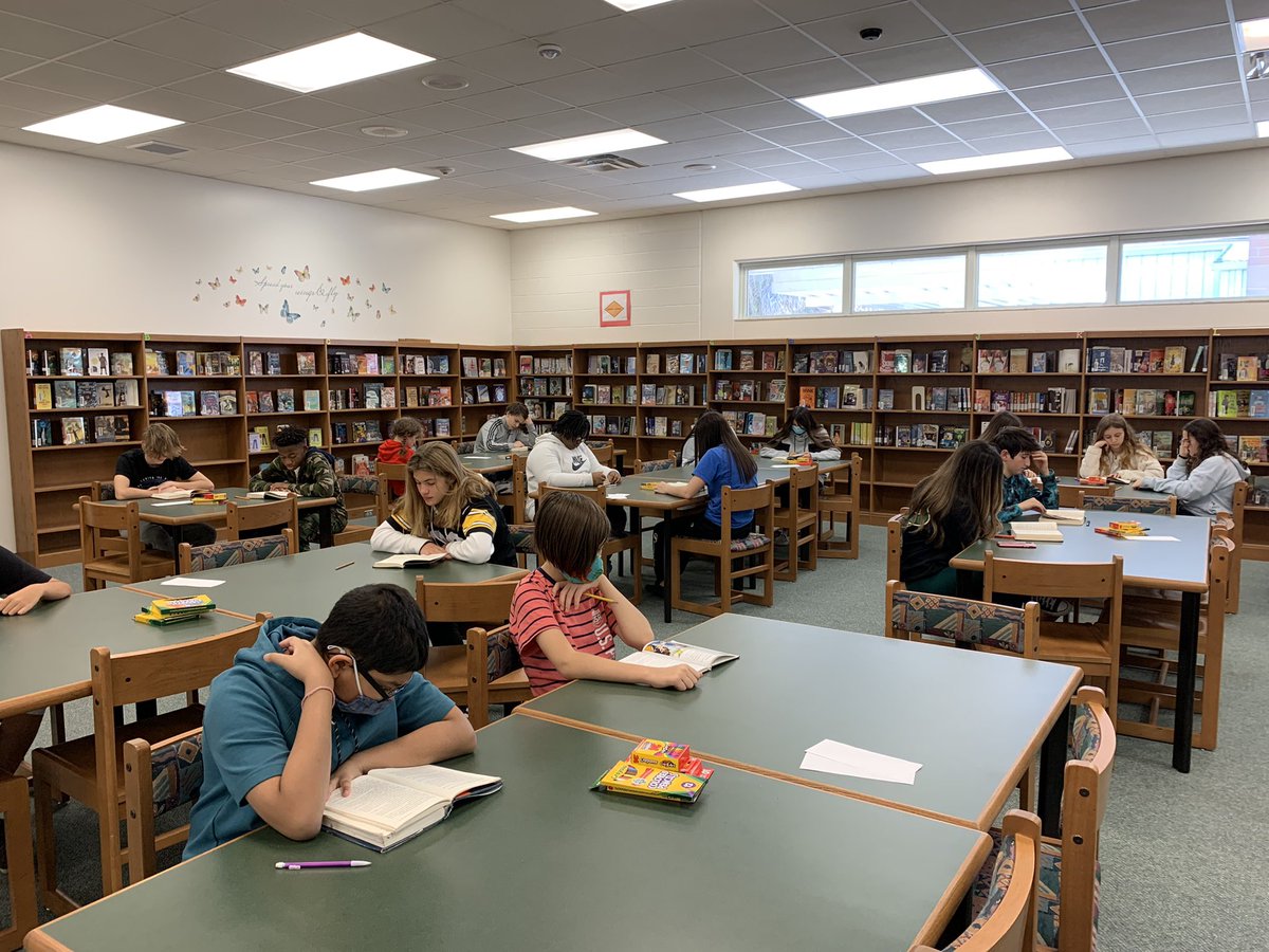 Ms. Sanders’ 8th grade ELA classes were in the media center Friday reading and creating bookmarks for the annual literacy week bookmark competition! <a href="/HinsonHurrican1/">Hinson Hurricanes</a> <a href="/Hinson110/">Hinson</a>