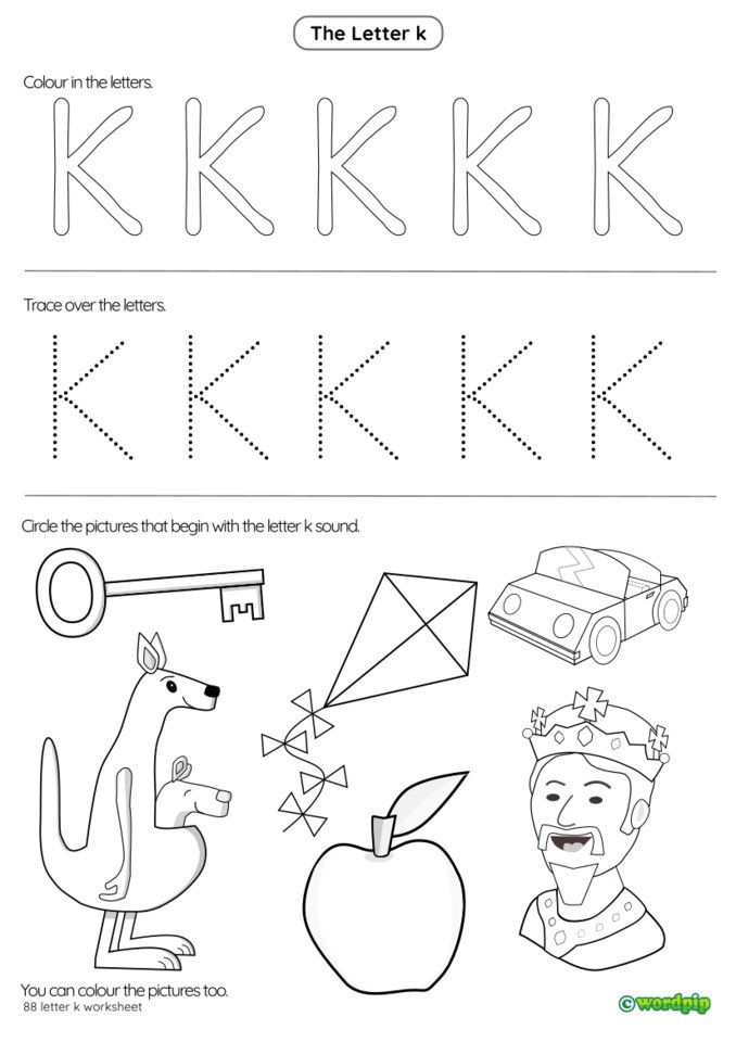 wordpip ar twitter an updated worksheet for the letter k featuring a key and a king learningletters lettershapes find more worksheets at https t co iiynyoeknh get the letter k sheet