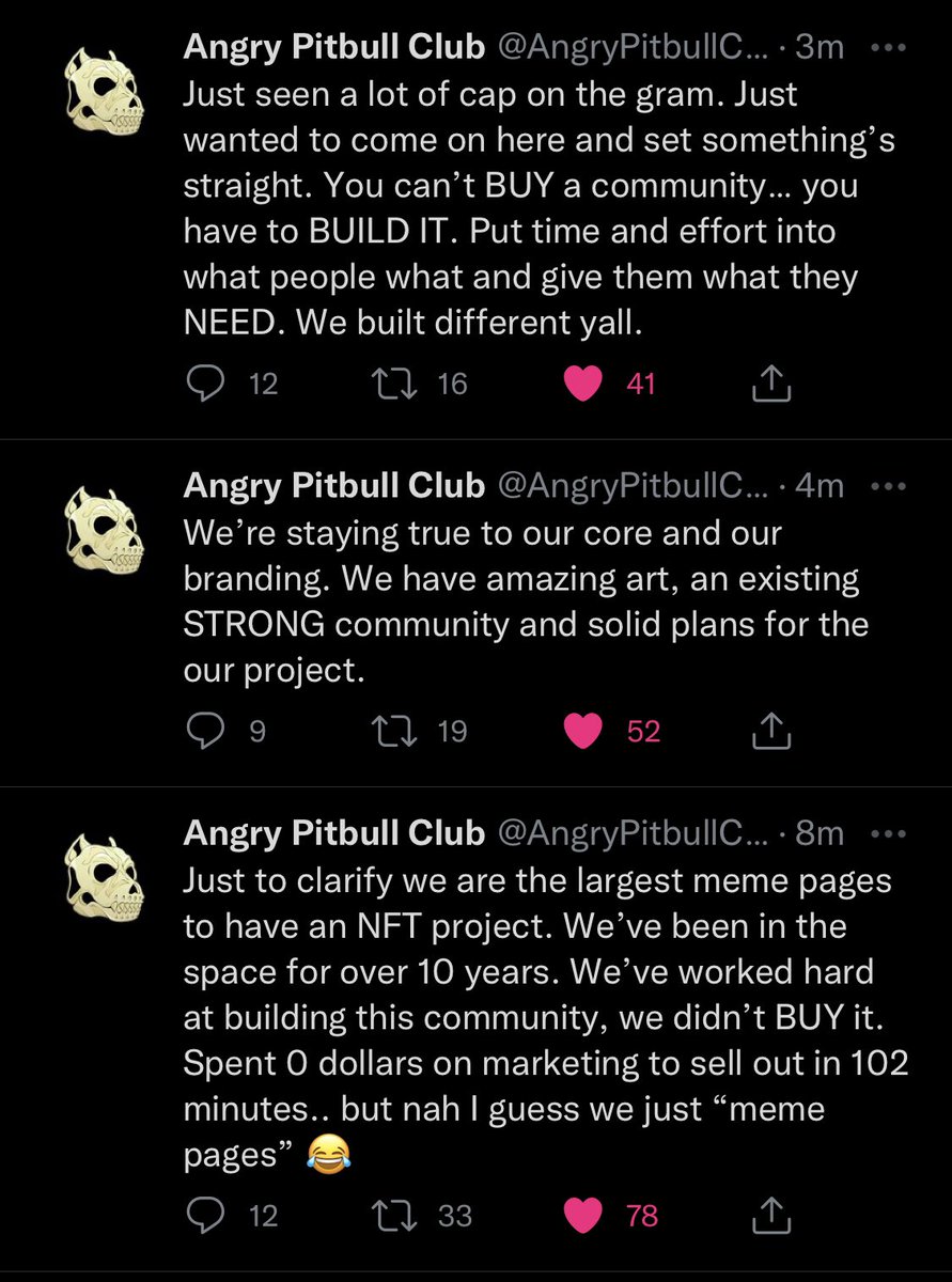 moonsurfing420's tweet photo. This is more than a community. We’re not just henny drinkers and future hellcat owners. We’re what Dominic Toretto would call a family. We’re here to help each other grow, Intellectually and are wallets sizes. #APC #Angrypitbullclub 🐕🚀 https://t.co/K5GpTn4Ca1