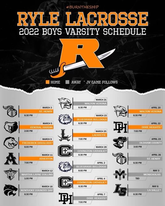 LacrosseRyle's tweet photo. 2022 BOYS VARSITY SCHEDULE-RYLE LACROSSE
“THE INAUGURAL SEASON” https://t.co/EAmWtZOi0E