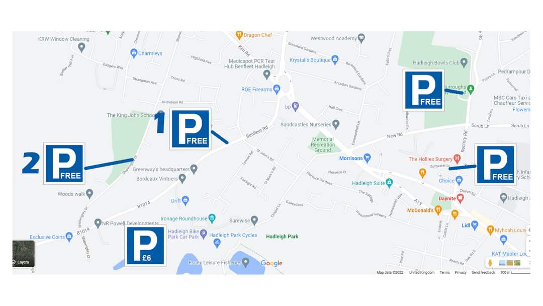 The council have changed the way the Benfleet 15 is charged. If you use the carpark you will be charged c£6 on exit. We have purchased parking at the King John School on Benfleet Road and Shipwrights Drive. There are also alternative parking areas 10 minutes walk from the start.