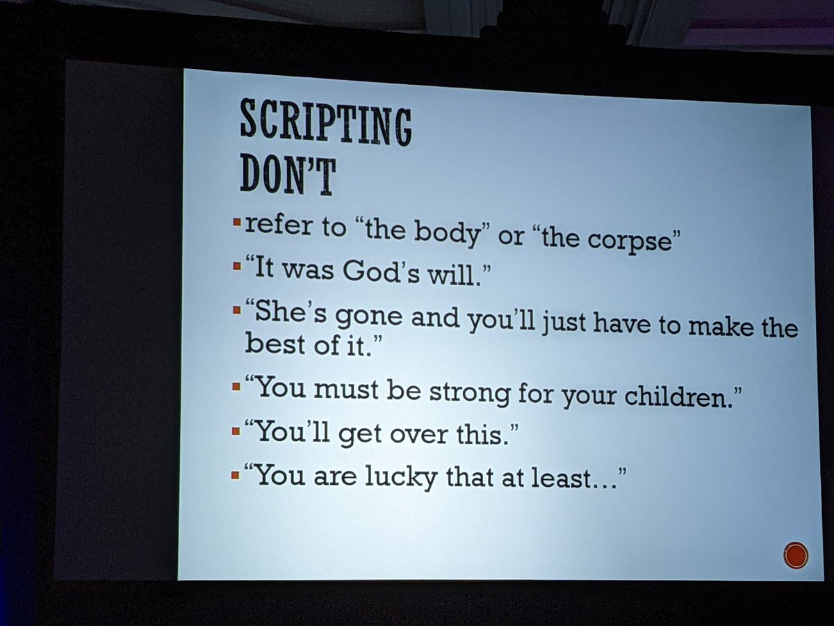 Scripting in death notifications is very important. Not that they are said word for word, but delivered in a similar manner. Some Dos and Don'ts
@paemsmd #NAEMSP2022 #EMS #EMSDoc