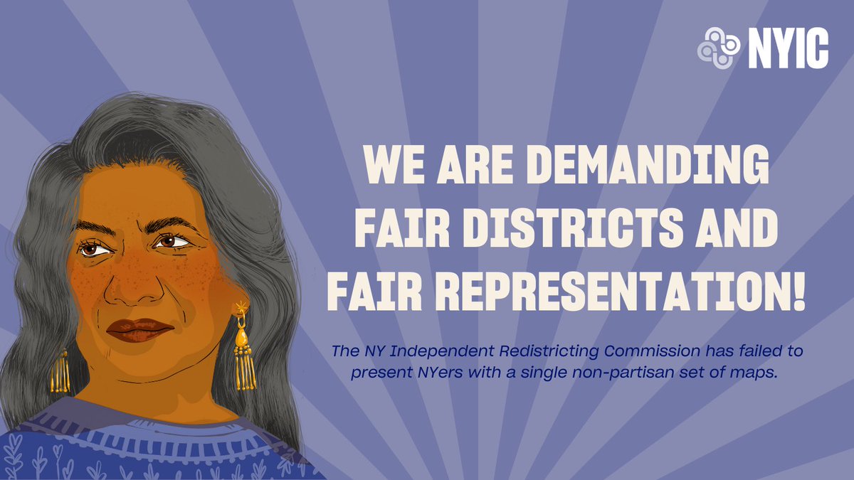 thenyic's tweet photo. Last week @NYS_IRC failed to present NYers w/a single non-partisan set of maps.
We call on the State Legislature:
➡️ produce fair maps using all public input
➡️ hold a hearing for public comment
✊🏽✊🏾✊🏿 We are demanding fair districts and fair representation!
#mappingourfuture https://t.co/wc5QsSdqBr