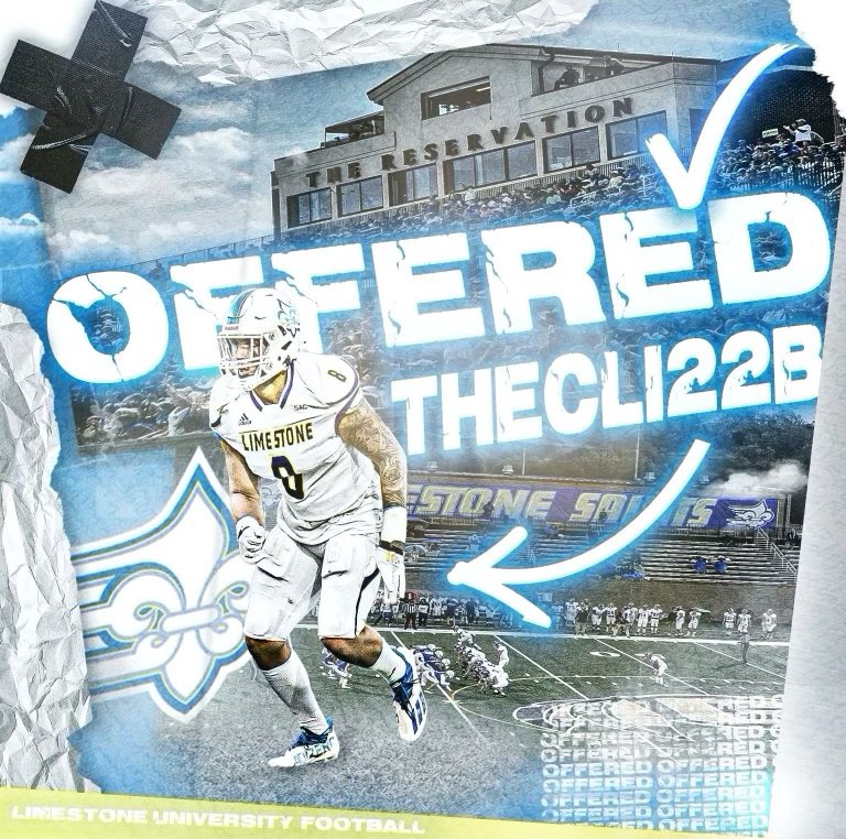 R_jayy0's tweet photo. #AGTG Blessed to receive a offer from @LimestoneFB 
@coachbooneq
@Coach_BTurk 
@coachfargo_lcfb 
@coach_w_jackson https://t.co/azW8eg5eG0