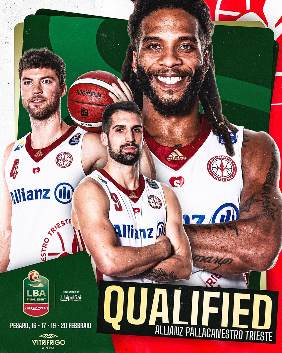 🎫 TICKET STACCATO!
Anche l'@AllianzPallTS si qualifica alla prossima Frecciarossa #LBAF8!🔥
📆 Vi aspettiamo a Pesaro dal 16 al 20 febbraio! ✨
Biglietti su Vivaticket.com
#TuttoUnAltroSport #basketball