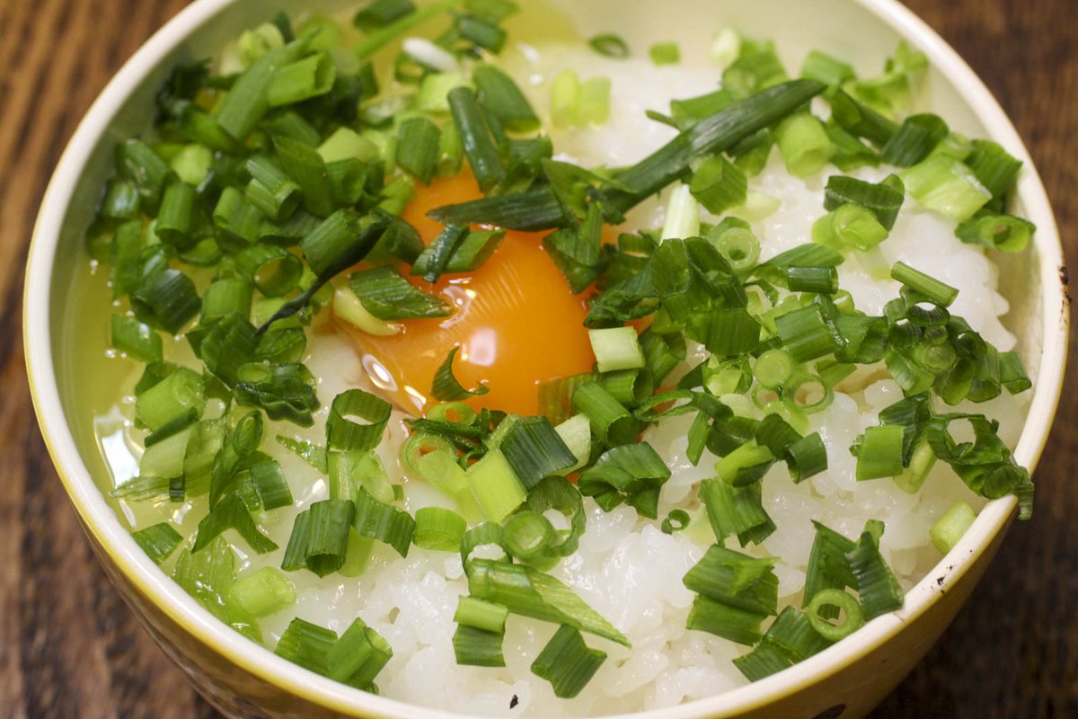 本日の晩ごはん 卵かけごはん！ネギまみれ！美味い！