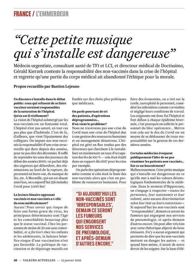 LerouxArthur10's tweet image. Excellent article de @gkierzek qui lui vaut les critiques acerbes des #covidistes NFM (Billy, Clarot and co ...)
Pourtant les propos sont factuels et raisonnables (petite pique à Deray au passage)
Docteur vous êtes un phare pour beaucoup dans ce marasme d'alarmistes. Continuez !