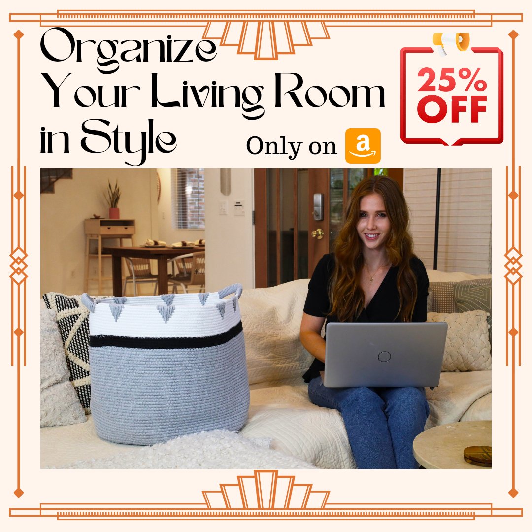 25% limited time discount - Organize your living room in style with these premium Cotton rope baskets! amazon.com/Modish-Store-B…