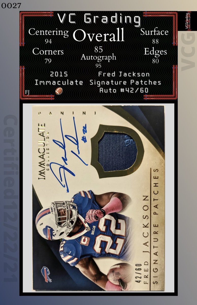 VC_Grading's tweet image. Sub from @IestynTHarris 

#27 - 2015 Immaculate 🏈 Fred Jackson:
85 Overall | 95 Auto

#28 - 2015 Topps Platinum 🏈 Stefon Diggs:
89 Overall | 100 Auto

#29 - 2014-15 Gold Standard 🏀 Marcus Smart
90 Overall | 100 Auto 

#30 - 2018 Donruss 🏈 Baker Mayfield
96 Overall ⭐️
