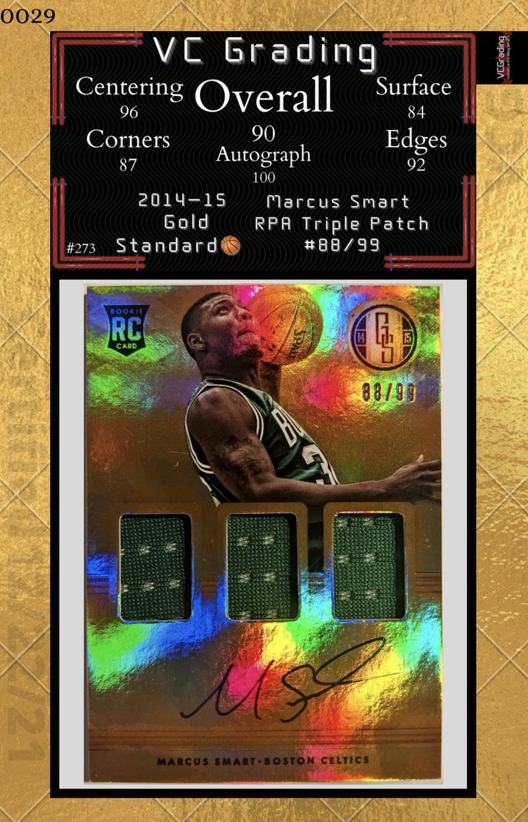 VC_Grading's tweet image. Sub from @IestynTHarris 

#27 - 2015 Immaculate 🏈 Fred Jackson:
85 Overall | 95 Auto

#28 - 2015 Topps Platinum 🏈 Stefon Diggs:
89 Overall | 100 Auto

#29 - 2014-15 Gold Standard 🏀 Marcus Smart
90 Overall | 100 Auto 

#30 - 2018 Donruss 🏈 Baker Mayfield
96 Overall ⭐️