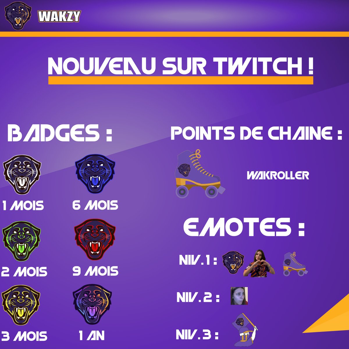 🇫🇷Beaucoup de nouveautés sur le Twitch de Wakzy ! Badges, points de chaîne et emotes sont maintenant disponible sur twitch.tv/wakzyteam

🇬🇧A lot of news on Wakzy's Twitch ! Badges, channel points and emotes are now available on twitch.tv/wakzyteam