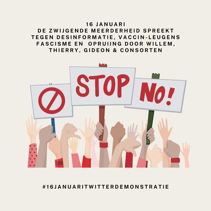 vollebergh's tweet photo. Is het al begonnen?
#16januaritwitterdemonstratie #dezwijgendemeerderheid #wijzijnmetmeer https://t.co/XSQ3ACqt1C