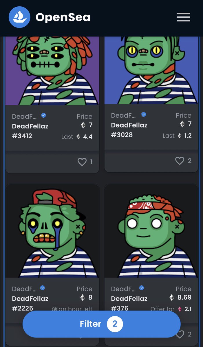 #bluestripe floor is tough! Less than 10% of the blue stripe are even listed. @DeadfellazNFT . This is one of the few attributes that gets a special DeadFrenz, don’t sleep!