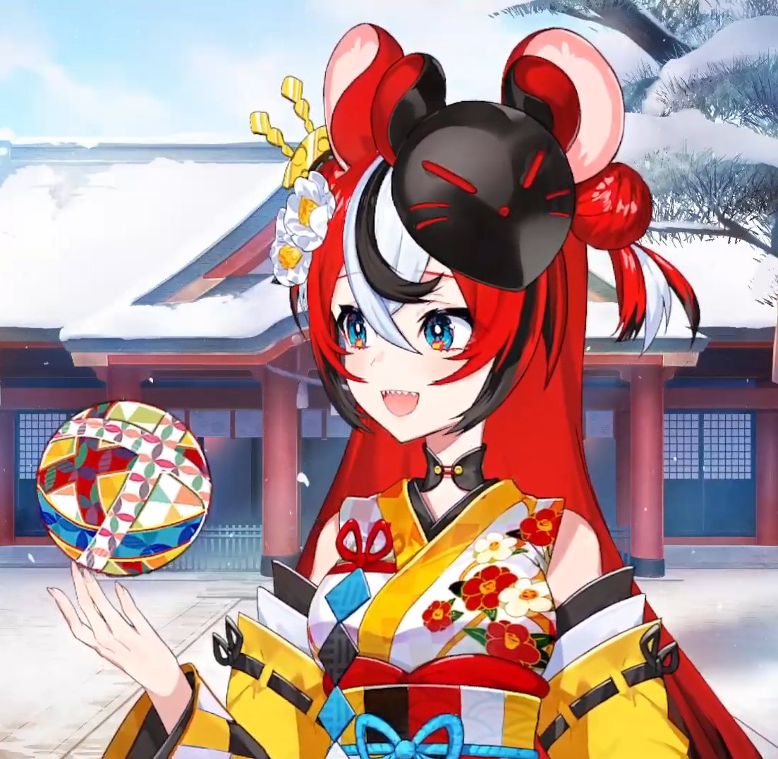 #HoloENKimonoRelay Ball and cute mask!