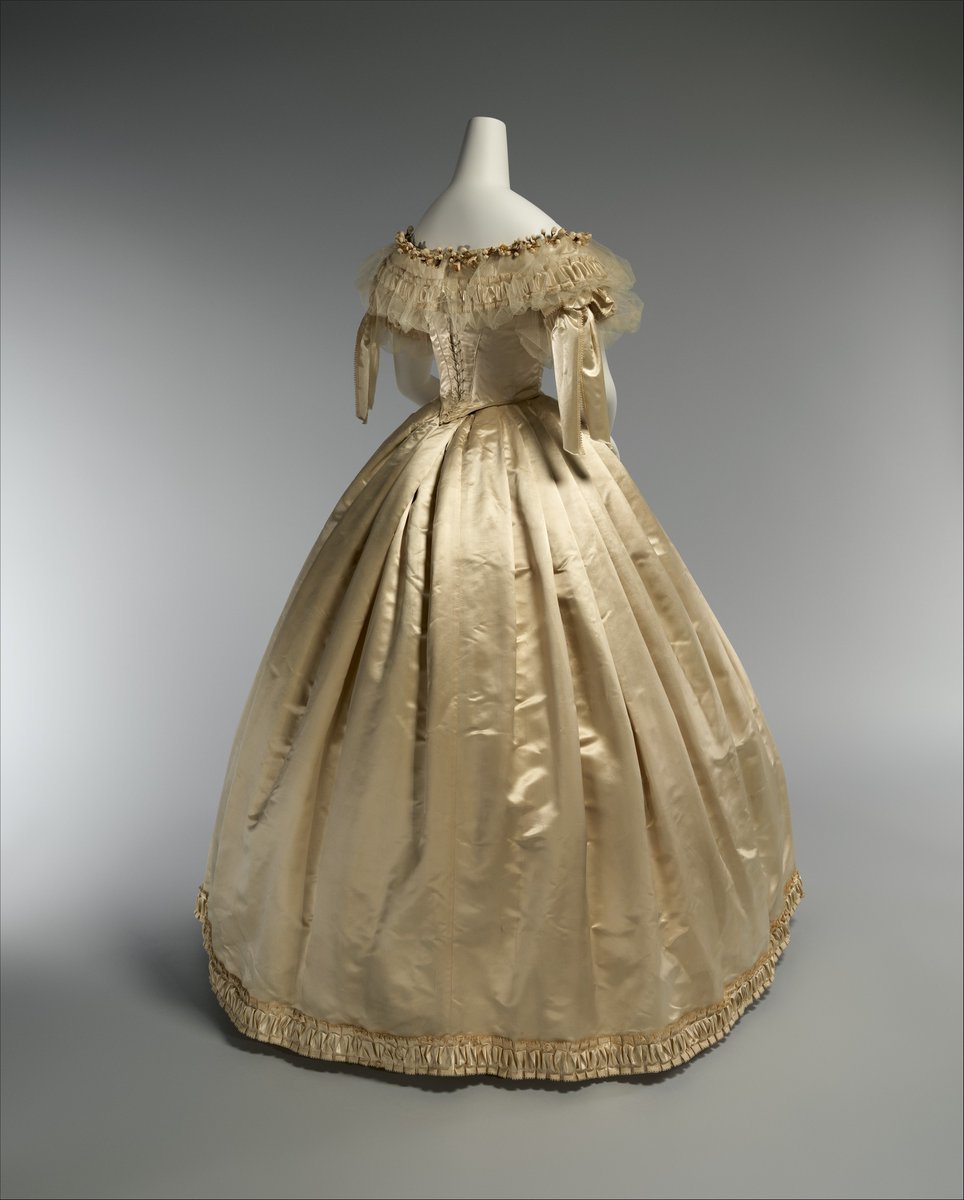 wikivictorian's tweet image. Wedding dress, 1856–59. The MET.