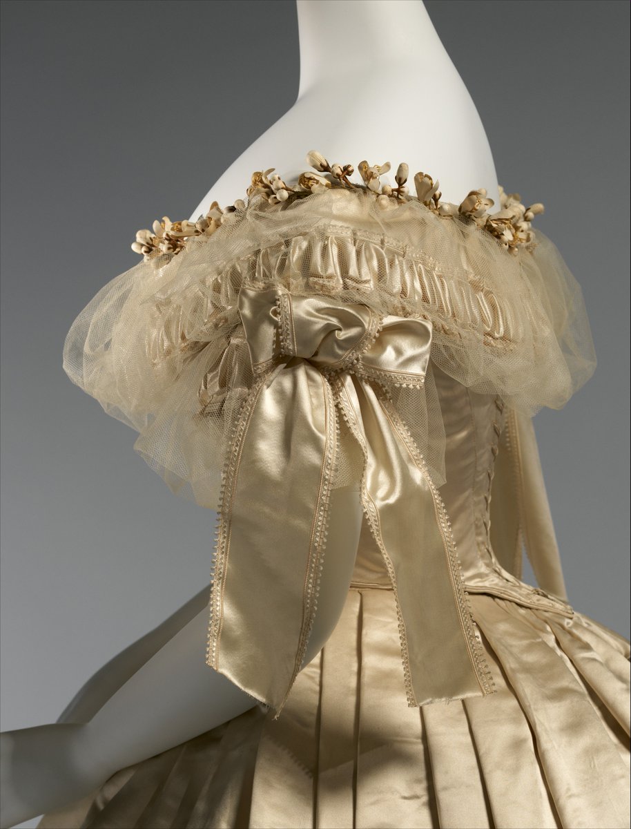 wikivictorian's tweet image. Wedding dress, 1856–59. The MET.
