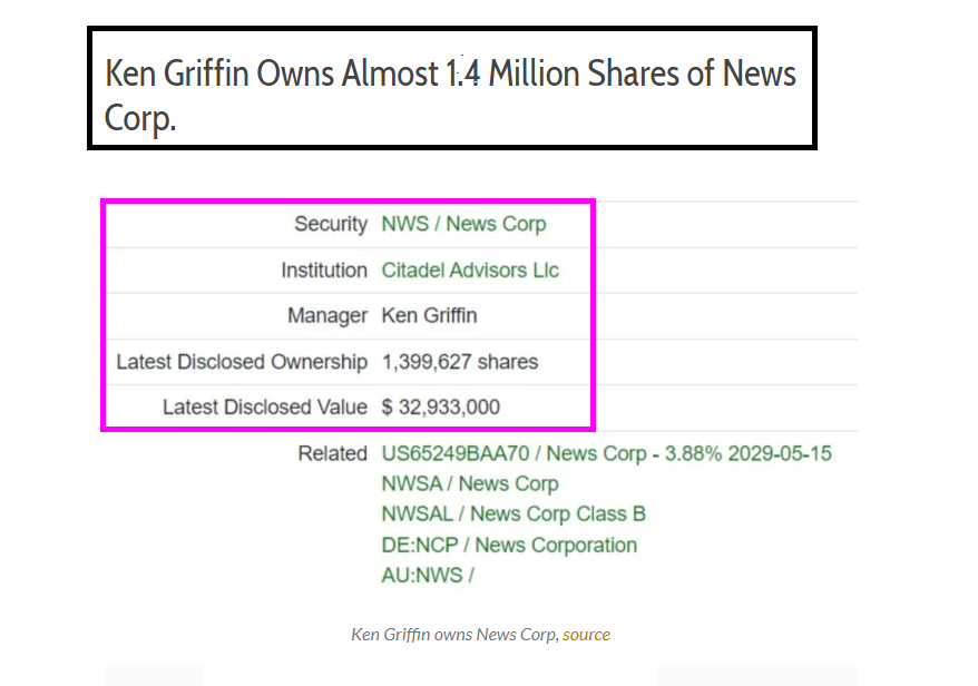 ApeAverage's tweet photo. #AMC #Apes If anyone is Confused on Why @FoxNews Pulled this Trash This is likely why. Rupert Murdoch &amp; Ken G are buddies. The🕸️of Market Manipulation/Fuckery Runs Deep. #AMCNOTLEAVING 
@AMCbiggums @ShortTheVix1 @masked_investor @AMC_Apee @DaveTradesDaily @DarkPoolWizard $AMC 💎 https://t.co/2ilBr58SXE