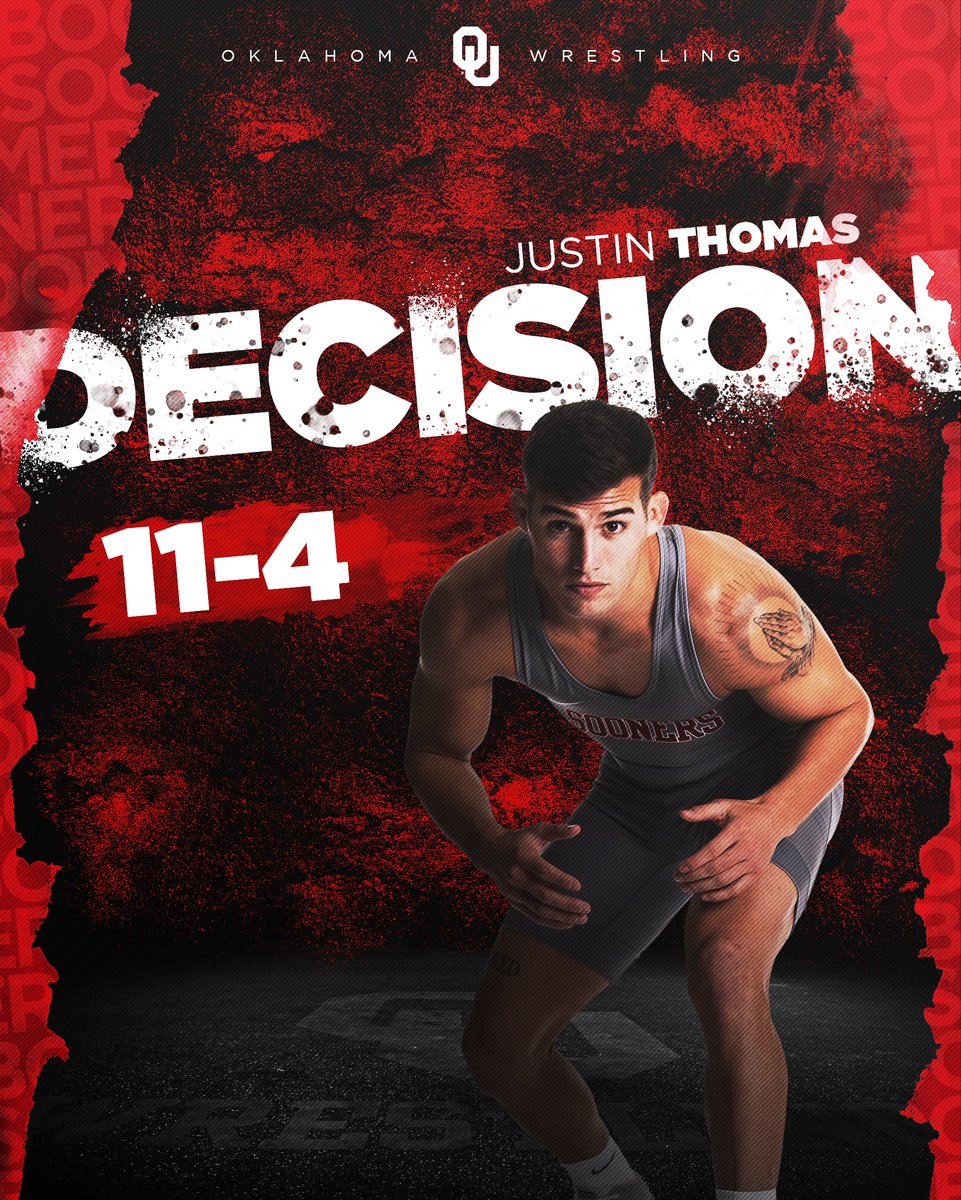 OU_Wrestling's tweet photo. 157 | This west coast kid is DOMINATING on the eastern shore! Make that four wins out of four on the weekend for @justin_thomass! 

#Sooners 19, Terrapins 6 https://t.co/1DLm5Gy70F