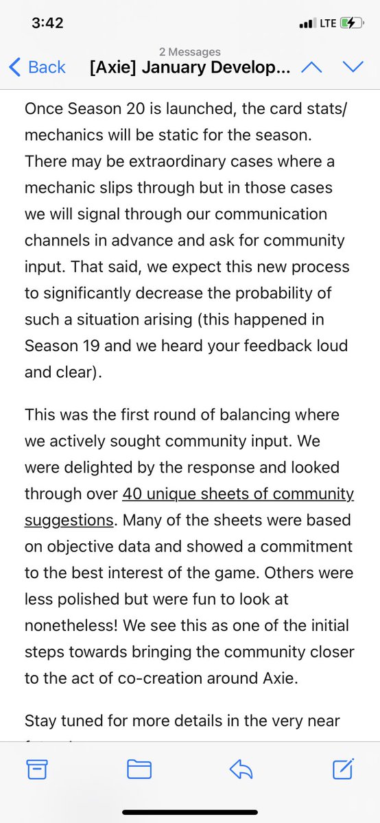 CalivilleSlug's tweet photo. Glad to know @AxieInfinity is listening to the community. Not only listening but taking action. https://t.co/KJyJ0rtXa1