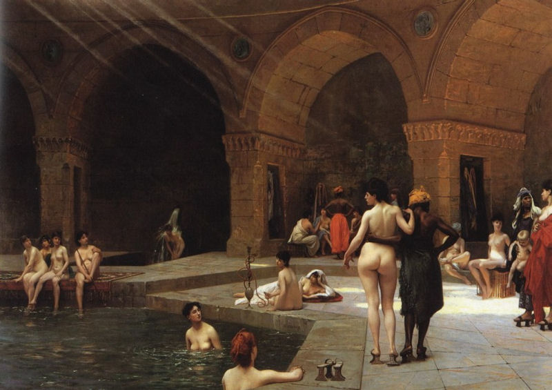 wikivictorian's tweet image. The Great Bath at Bursa, by French painter Jean-Léon Gérôme (1885). Museum of Western and Oriental Art.