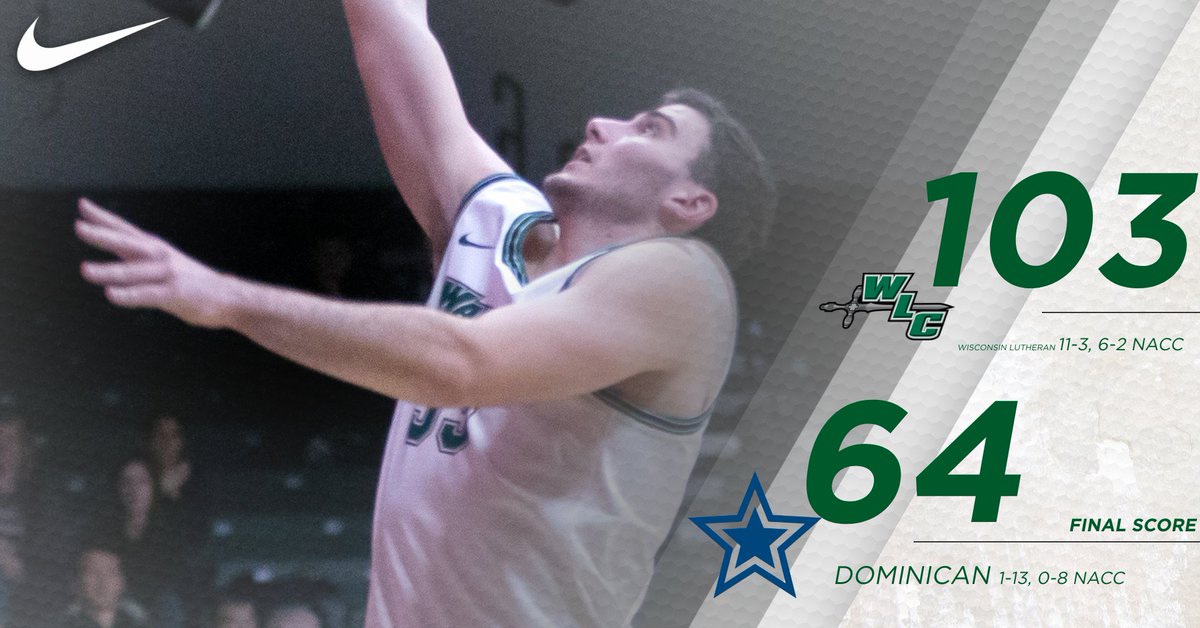 WLC Warriors (@wlcsports) on Twitter photo MBB: <a href="/WLC_MBB/">WLC Men's Basketball</a> 103, Dominican 64
⚔️ <a href="/ryanbroeckel45/">Ryan Broeckel</a> leads four players in double figures with career-high 18 points.
⚔️ Warriors outscore the Stars 54-26 in the paint.
⚔️ WLC surpasses the century mark for the second time this season.
#WeAreWarriors #NACCtion #d3hoops MBB: <a href="/WLC_MBB/">WLC Men's Basketball</a> 103, Dominican 64
⚔️ <a href="/ryanbroeckel45/">Ryan Broeckel</a> leads four players in double figures with career-high 18 points.
⚔️ Warriors outscore the Stars 54-26 in the paint.
⚔️ WLC surpasses the century mark for the second time this season.
#WeAreWarriors #NACCtion #d3hoops