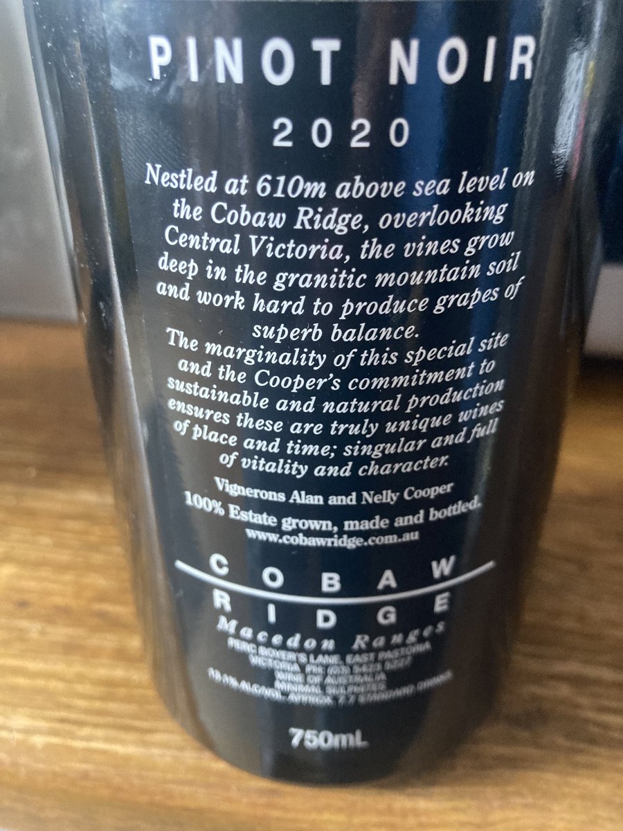 The latest #wine of the week is a stunning pinot noir from <a href="/cobawridge/">Nelly & Alan Cooper</a> in the <a href="/MacedonRangesSC/">Macedon Ranges Shire Council</a> #winelovers #winereviews <a href="/winevic/">Wine Victoria</a> <a href="/DMRTourism/">DMR Regional Tourism</a> wdwineoftheweek.blogspot.com/2022/01/cobaw-…