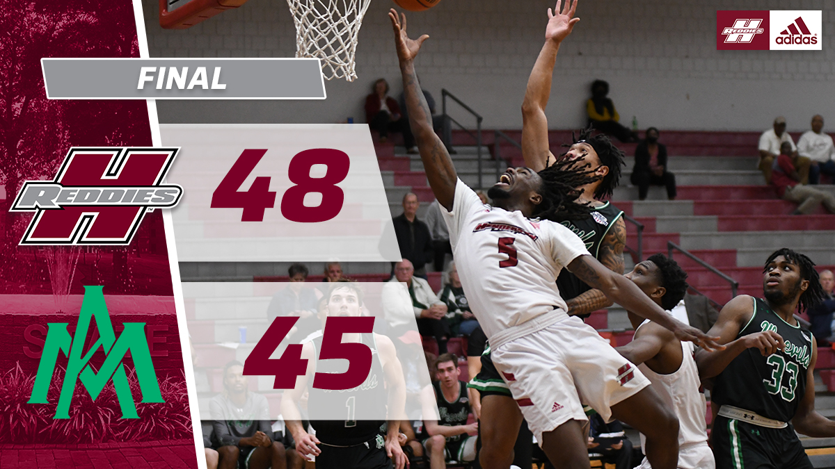 ReddiesMBB's tweet photo. Reddies win in Monticello for the first time since 2015!

For the seventh time this season, HSU gets the win after trailing at halftime. 🔒🔒

@serbianbeast33 leads the way with a season-high 13 points and five rebounds!

#NoMereBeast https://t.co/EStVAY8vgr