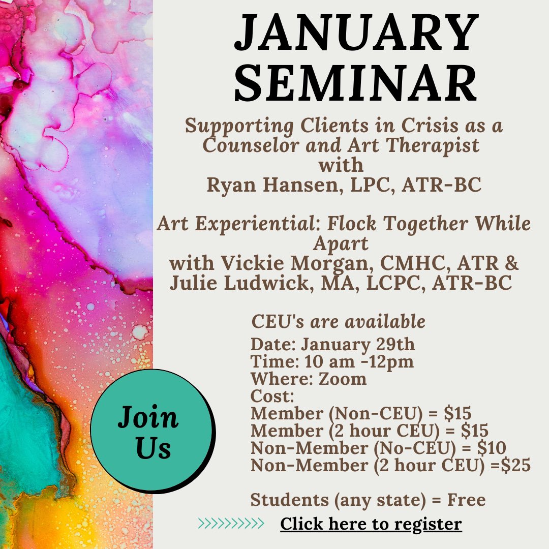 ILArtTherapy's tweet photo. Coming up in 2 weeks! Register for this informative and creative session here: https://t.co/Kr9zQSbd1u https://t.co/5jYmjhrK7J