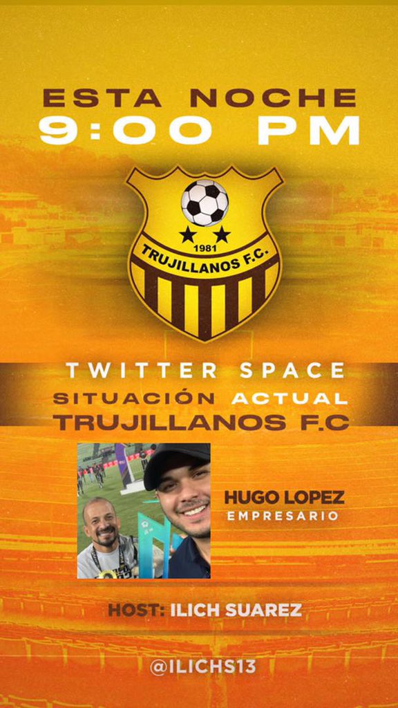 IlichS13's tweet photo. ¿Quién es @Hulopez9 ? Pues se creó una cuenta para estar a las 9:00pm en un Twitter Spaces y hablar del tema. 

Invito a toda la comunidad del aurimarrón y del futve a que nos acompañen en una hora 🙏

SON 40 AÑOS @trufc 🙏 https://t.co/i2Gz9NHhTx