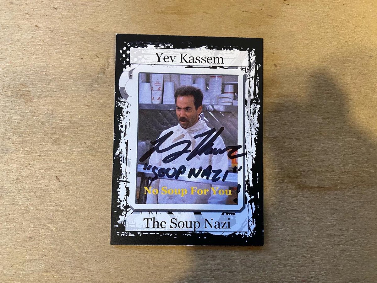 JohnCerilli's tweet photo. Of the many legendary characters appearing in #Seinfeld @seinfeldTV, the #SoupNazi was right at the very top for me. Great work by actor #LarryThomas โ so awesome happening upon him today at the @jprs_nyshows #WinterExtravaganza collectorโs show in #Tarrytown, #NY. #NoSoupForYou https://t.co/FY1q8dIbtW