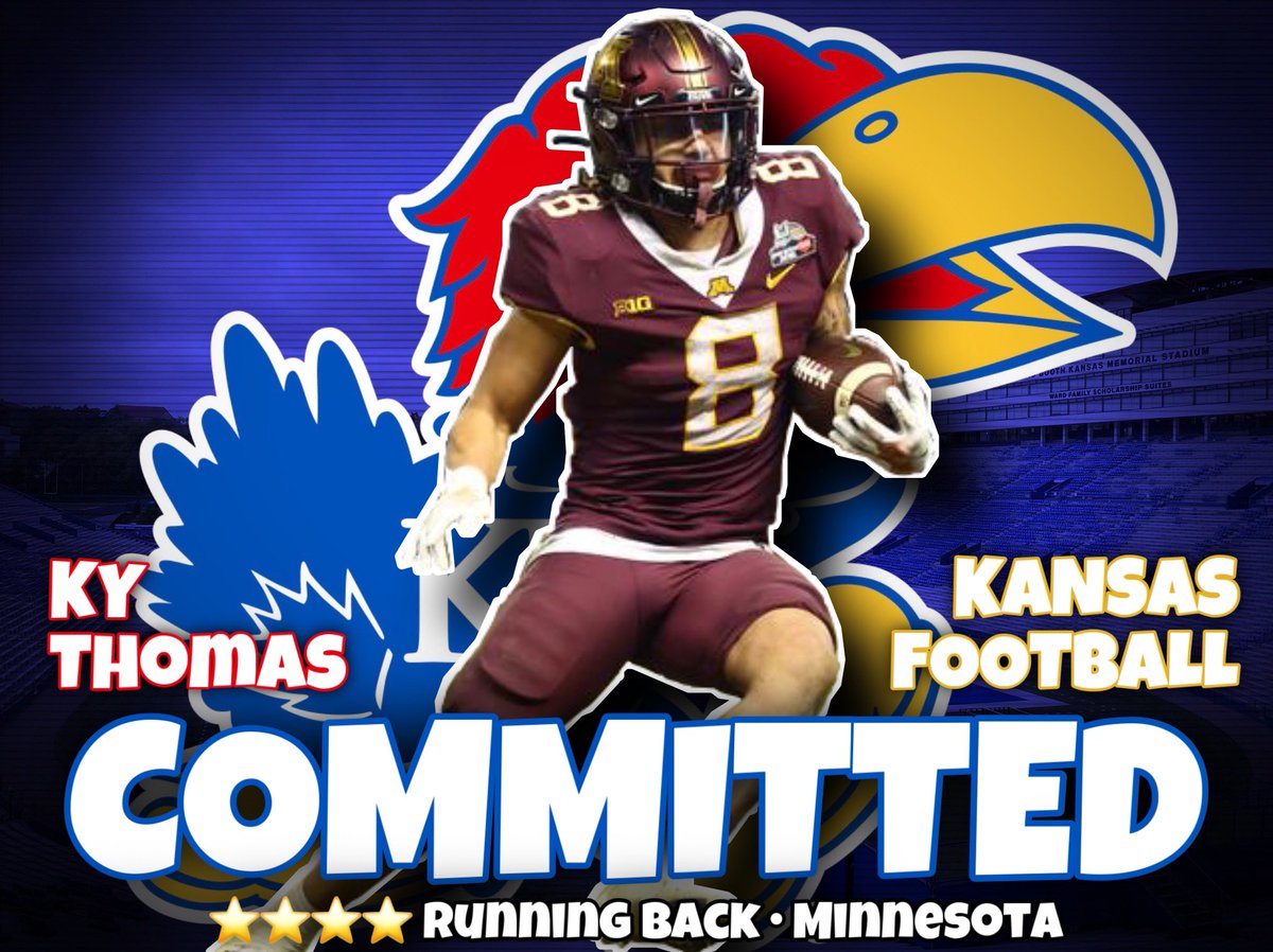 KUFB_Recruiting's tweet image. Minnesota Running back transfer Ky Thomas has Committed to Kansas! #KUfball