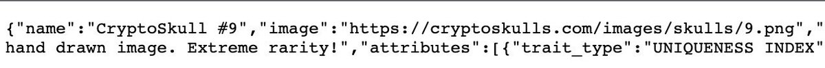 __khanft's tweet photo. @mathewe @UnitRND @Crypto_Skulls The part that’s messed up is where their metadata points to, an off chain image: https://t.co/yuzw7lUP7p