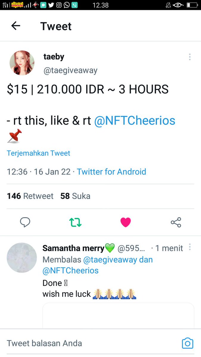 DeeeAisah's tweet photo. @taegiveaway @NFTCheerios Done https://t.co/ghU9xkjouy