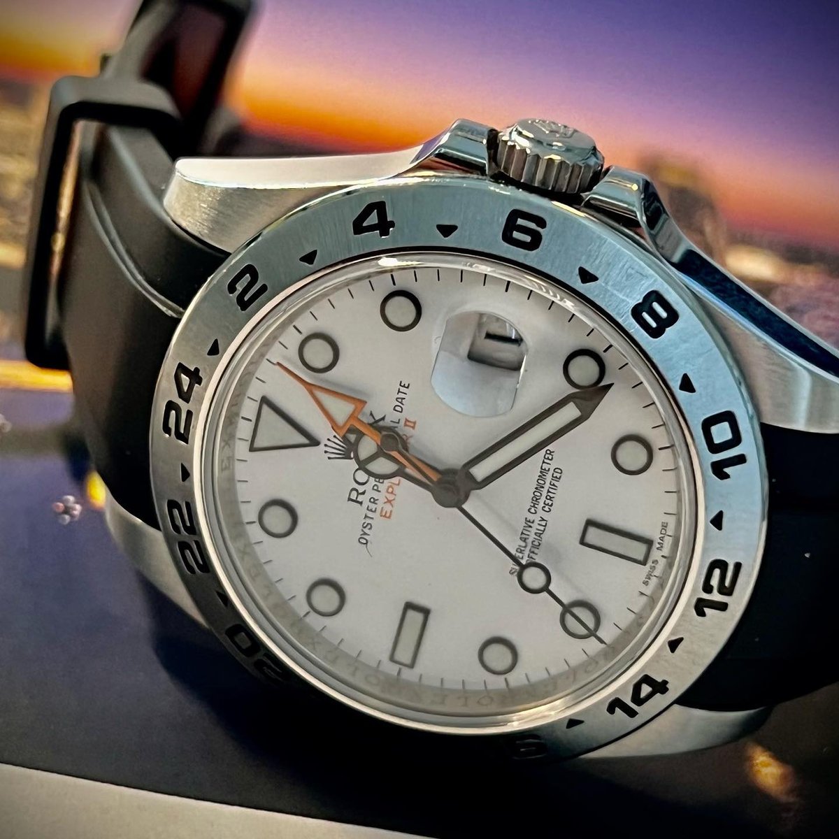 everestbands's tweet photo. The Polar Explorer II on Rubber is hot ๐ฅต Thanks for sharing, @killertimeatx โ โ and welcome to the club.๐ชโ
.โ โ
Get your band today at https://t.co/Hy9joutWlw
.โ โ
#rolex #rolexexplorerii #explorerii #rolexwatches #everestbands #rolexstrap #216570 #rolex2167570 https://t.co/itrKzYs7yI