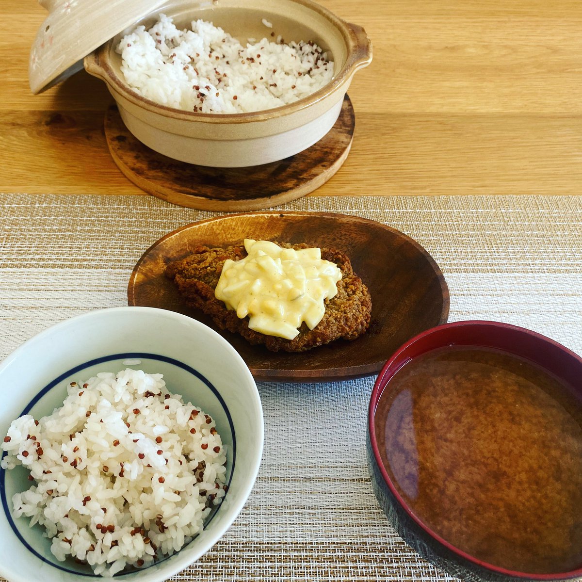 チキンカツにタルタルソース☺️ タルタルソースは美味しいですよね〜✨