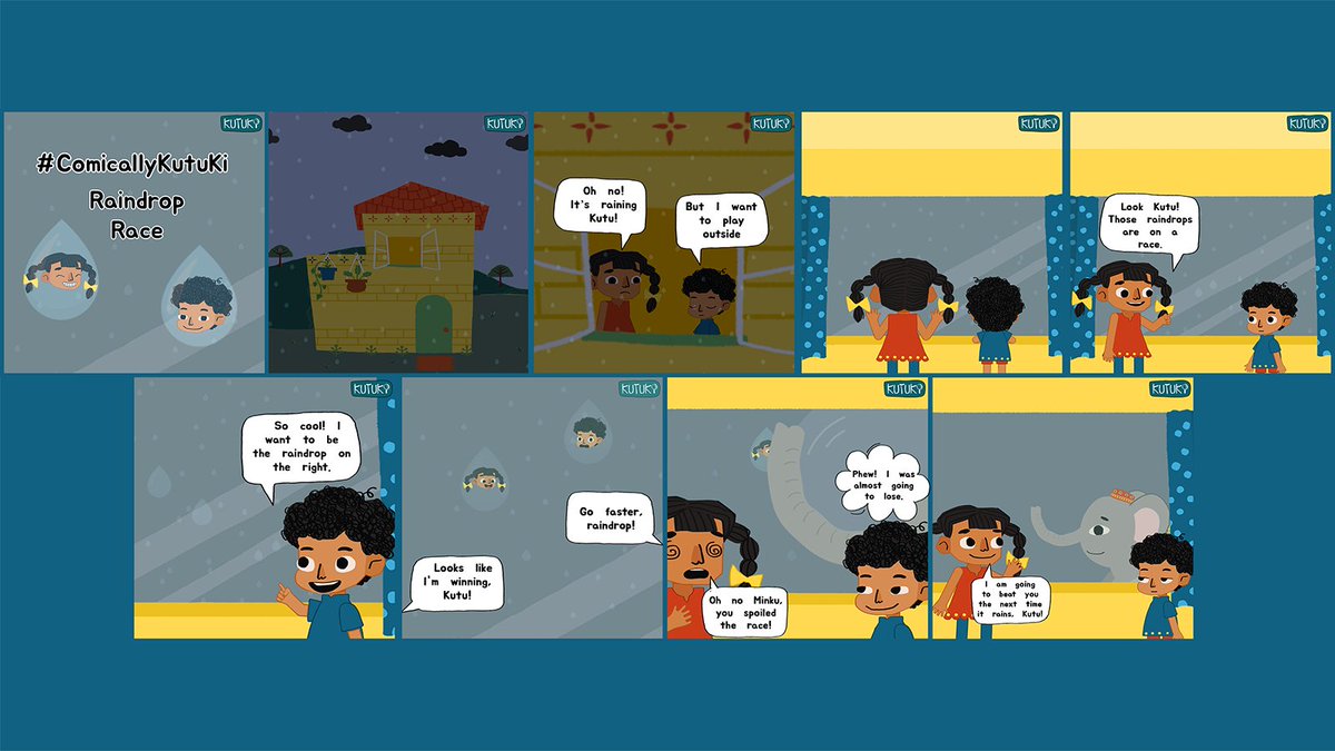 kutukikids's tweet photo. #ComicallyKutuki - When it rains and you can’t play outside anymore, you play with the raindrops!
Swipe to find out what happened.
.
#kutuki #kutukikids #comicstrip #raindrops #siblings #childhood #childhoodmemories #fun #kids https://t.co/hzxHwKOrhC