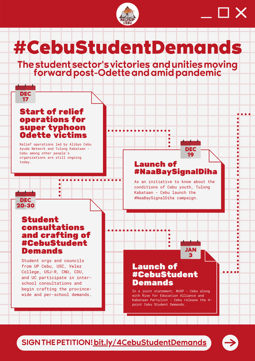 NUSPCebu's tweet photo. PAGPUPUGAY SA SUGBOANONG ESTUDYANTE!

#EndTheSem
#NoStudentLeftBehind
#CebuStudentDemands

READ FULL STATEMENT:
https://t.co/HmWvdvpIic https://t.co/DmiB2q4Fkk