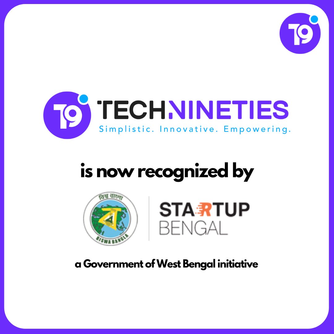 technineties's tweet photo. TechNineties is now recognized by Startup Bengal programme, an initiative by Government of West Bengal https://t.co/rNSiwdGHpE