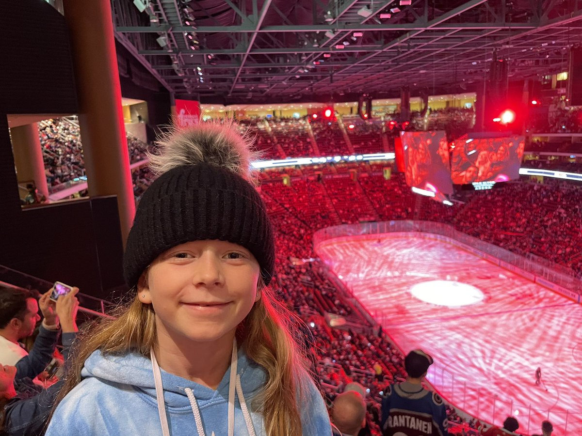 joybelfoure's tweet photo. Livy’s first Avs game!! That’s my girl!! #bigdreams #donotlistentoyourbrother #GoAvsGo #coloradoavalanche @Avalanche https://t.co/1QfgcNOvgF