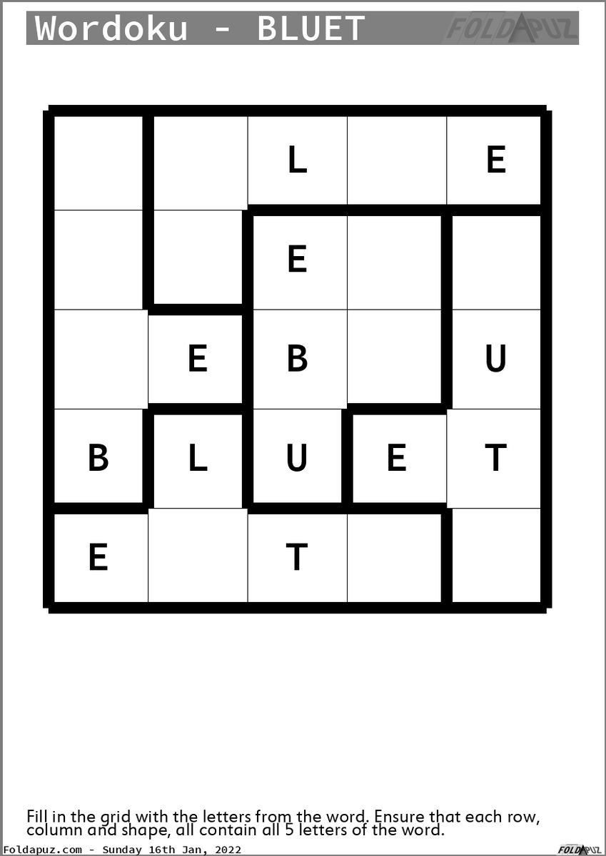 foldapuz's tweet photo. Every day, 100 different puzzles are regenerated.  Imagine if #Wordle had hundreds of different daily puzzles to play, but the puzzles were static, so you could even print them out and use a pen! #Retro

If you prefer to play in your browser, head here.
https://t.co/sCbiAi0gbR https://t.co/5bPaJycZaG