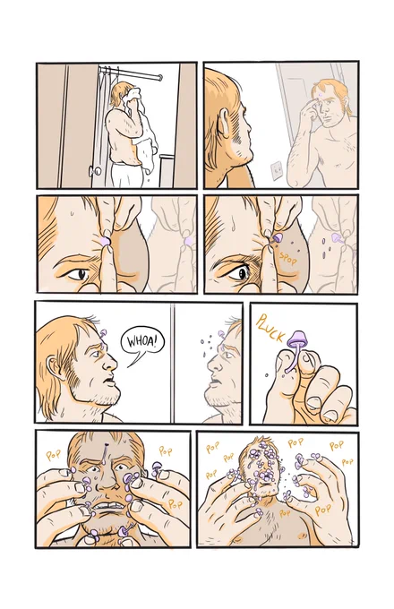 "Spores" was a short horror comic I started and abandoned in 2016. I always thought this page worked on its own and decided to redraw it. 