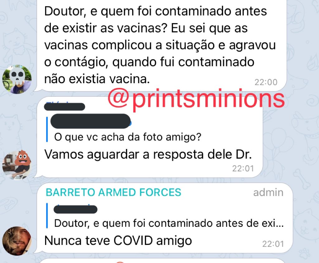 printsminions's tweet photo. bolsonaristas tendo conversas de alto nivel 

vocês podem imaginar qual foi a resposta do "doutor" https://t.co/B1owE6xCeS